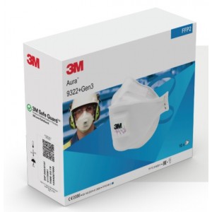 [3M 原廠獨立包裝] 3M™ Aura™ FFP2 呼氣閥口罩 9322+Gen3 (1盒10個) 附送2個口罩用透明膠袋